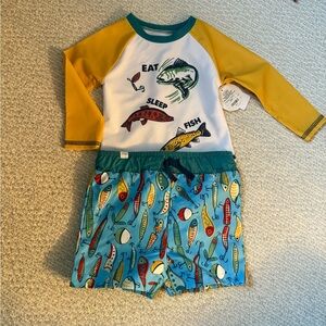 Mud Pie Infant Swim Set with Fish Print
